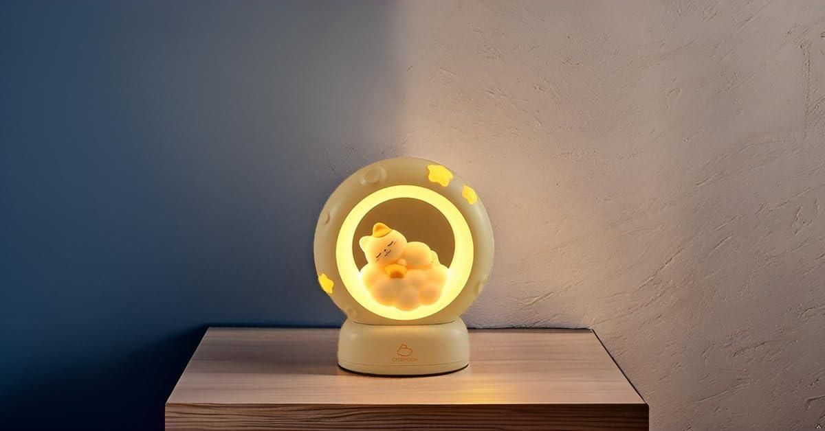 🌙 Moon LED Night Lamp – Touch Control & Rechargeable | Cute Kitty Design