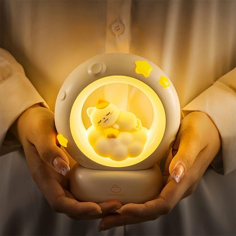 🌙 Moon LED Night Lamp – Touch Control & Rechargeable | Cute Kitty Design