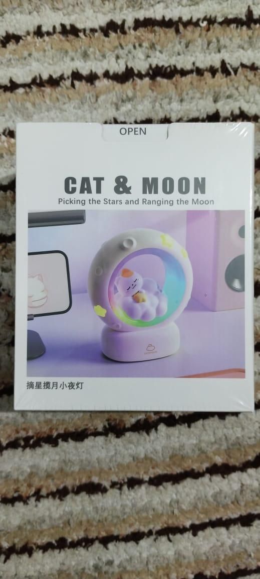 🌙 Moon LED Night Lamp – Touch Control & Rechargeable | Cute Kitty Design