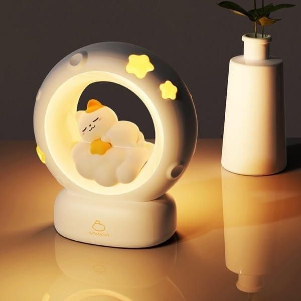 🌙 Moon LED Night Lamp – Touch Control & Rechargeable | Cute Kitty Design