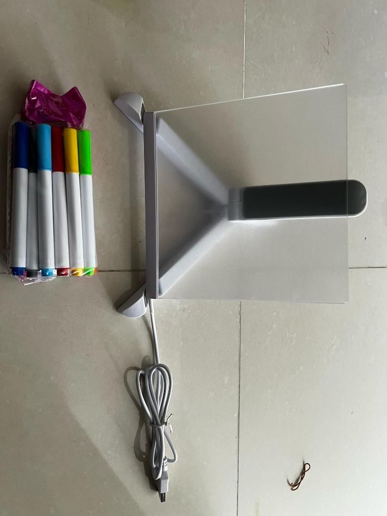 ✨ 3D LED Light Glass Acrylic Writing Pad with 12 Color Pens – Light Up Your Imagination! 💡