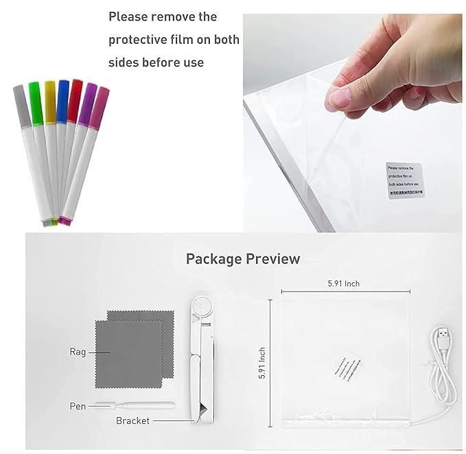 ✨ 3D LED Light Glass Acrylic Writing Pad with 12 Color Pens – Light Up Your Imagination! 💡
