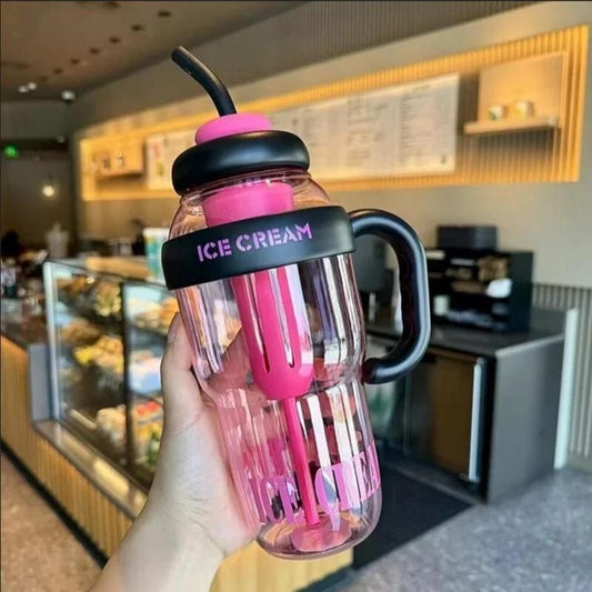 💧 Giant Water Bottle with Handle &amp; Straw – Hydration in Style!