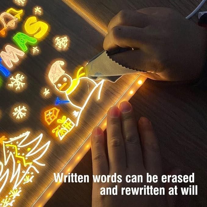 ✨ 3D LED Light Glass Acrylic Writing Pad with 12 Color Pens – Light Up Your Imagination! 💡