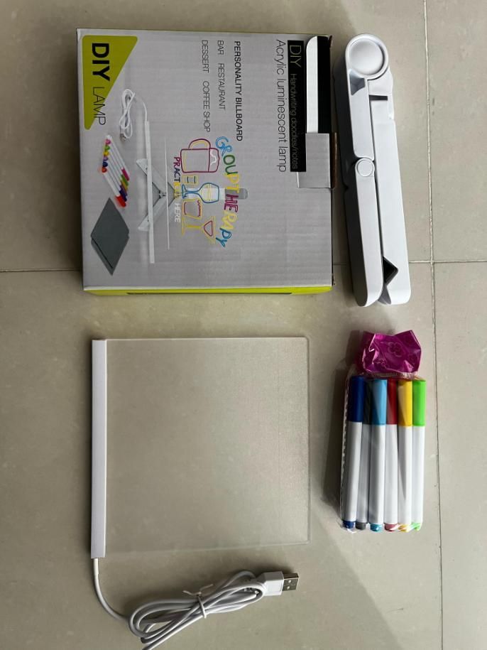 ✨ 3D LED Light Glass Acrylic Writing Pad with 12 Color Pens – Light Up Your Imagination! 💡